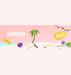 Summer Travel Banner Display Podium With Sand