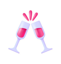 Two Wine Glasses Clinking Together 3d Icon