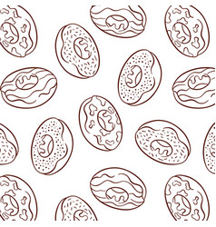 Donut Seamless Pattern In Line Art Style Hand