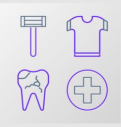 Set Line Cross Hospital Medical Broken Tooth