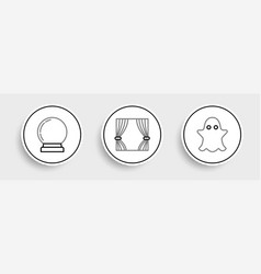 Set Line Ghost Magic Ball And Curtain Icon