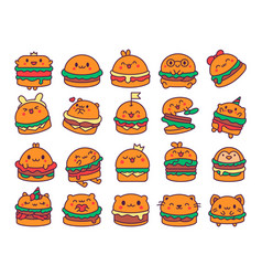 Cute Kawaii Animal Burger Funny Food Cartoon