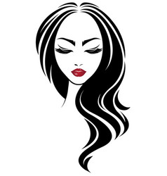 Women long hair style icon logo women face Vector Image