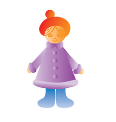 Girl In Winter Clothes And Beret Cartoon