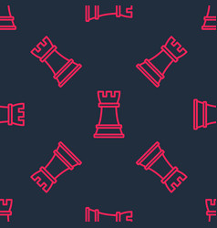 Red Line Chess Icon Isolated Seamless Pattern