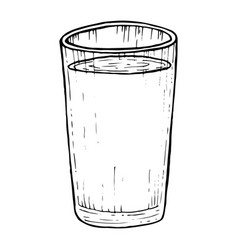 Glass Of Water Juice Or Milk Graphic Sketch