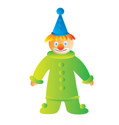 Clown In Green Suit And Blue Cap With Red Hair