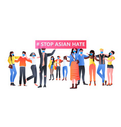 Stop Asian Hate Activists In Masks Protesting