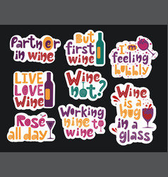 Sticker Pack Of Lettering About Wine