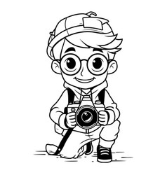 Cute Boy Photographer With Camera - Black