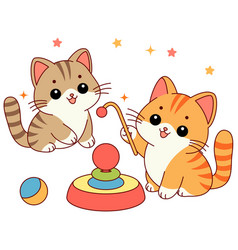 Cute Cats Are Playing With Balls