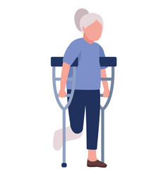 Grandmother Using Crutches