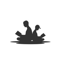 Silhouette Of Father And Son Reading A Book