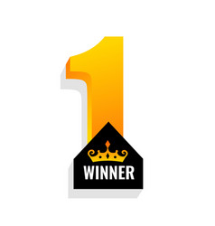 3d Style Number One Winner Symbol With Crown