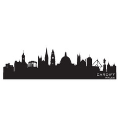 Cardiff Wales City Skyline Silhouette