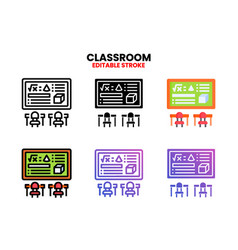 Classroom Icon Set With Different Styles