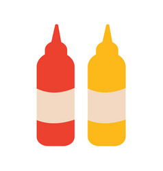 Ketchup And Mustard Bottles Semi Flat Color Object