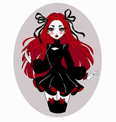 Beautiful Gothic Doll In Cartoon Style