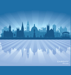 Cardiff Wales City Skyline Silhouette