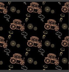 Seamless Pattern Steampunk With Old Car