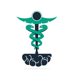 Caduceus Brain Medical Logo Design