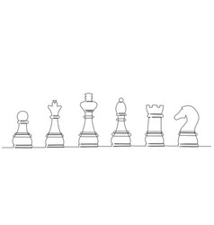 Continuous One Line Drawing Of Chess Pieces