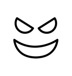 Evil Face Line Icon Isolated On White Background