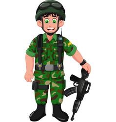 Funny Soldier In Green Uniform With Black Gun