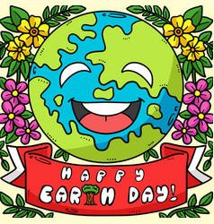 Happy Earth Day Colored Cartoon