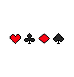 Pixel Card Suits Red Heart And Diamond With Black