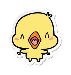 Sticker Of A Cartoon Happy Bird