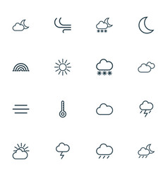 Weather Icons Line Style Set With Rainfall