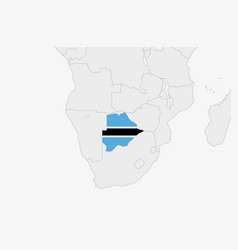 Botswana Map Highlighted In Flag Colors