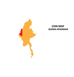 Chin State And Regions Map Highlighted On Burma