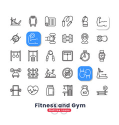 Fitness And Gym Outline Icons