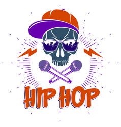 Rap Music Logo Or Emblem With Aggressive Skull