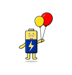 Cute Cartoon Battery Floating With Balloon