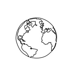 One Line Style World Earth Globe Continuous