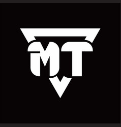 Mt logo monogram with hexagon shape and piece Vector Image