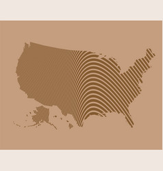 United States Of America Map Waves Line Usa