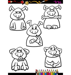 Dog Emotion Set Cartoon Coloring Page