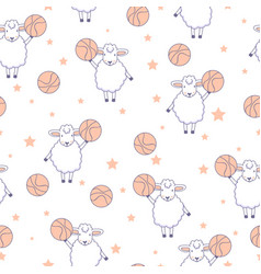 Seamless Pattern Basketball Sheep