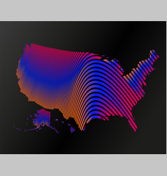 United States Map Waves Lines