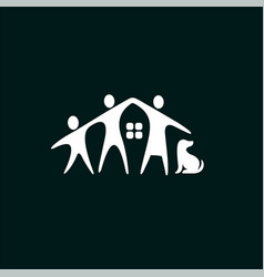 Family In House Logo With Pet Dog