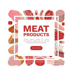 Farm Meat Food Banner Design With Fresh Organic