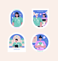 Flat Labels Set International Nurses Day