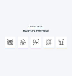 Medical Line 5 Icon Pack Including Heart