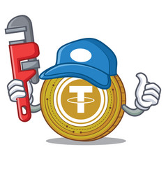 Plumber Tether Coin Mascot Cartoon