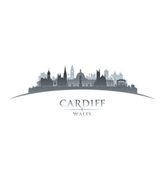 Cardiff Wales City Silhouette White Background