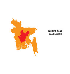 Dhaka State And Regions Map Highlighted